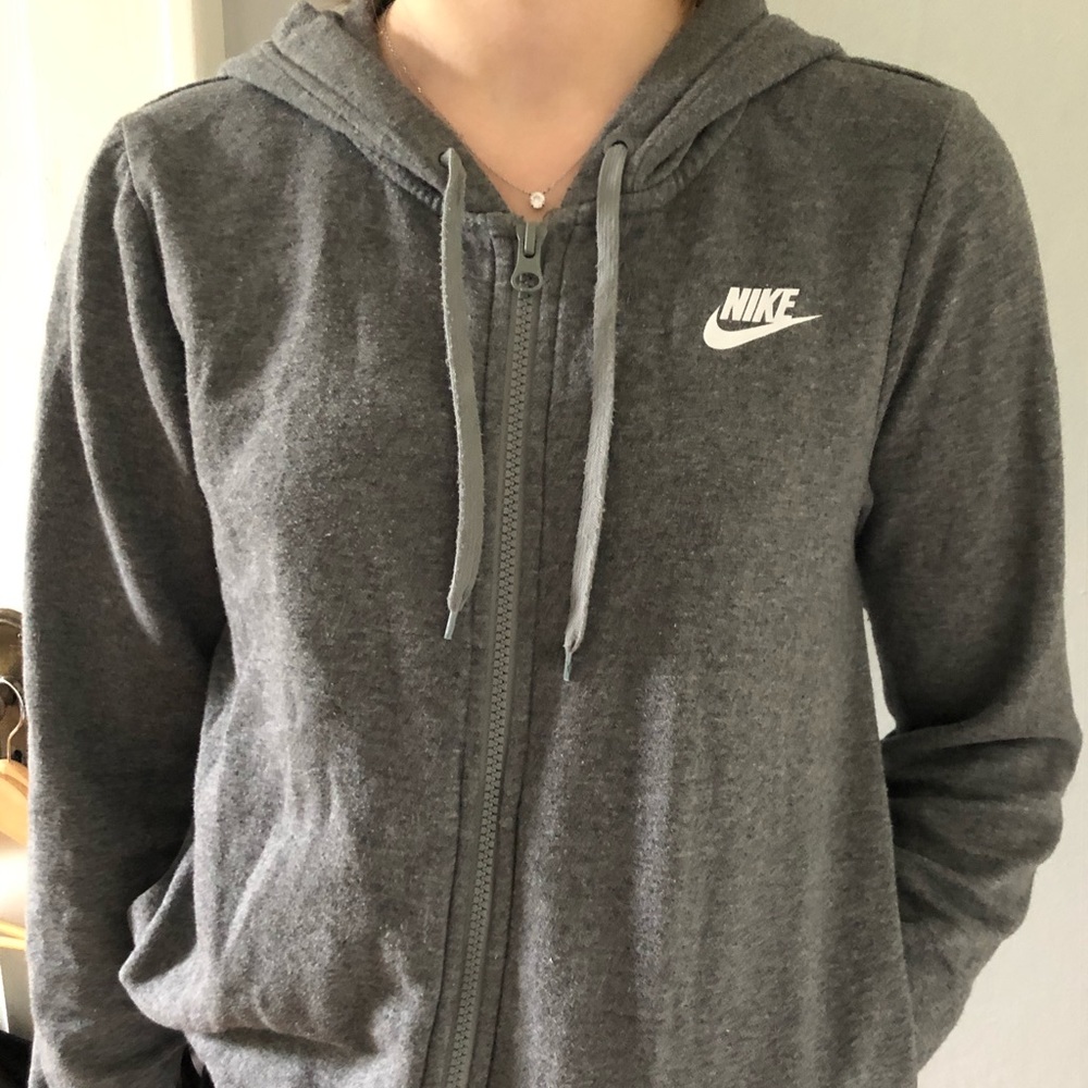 Grey Nike Zip Up Hoodie